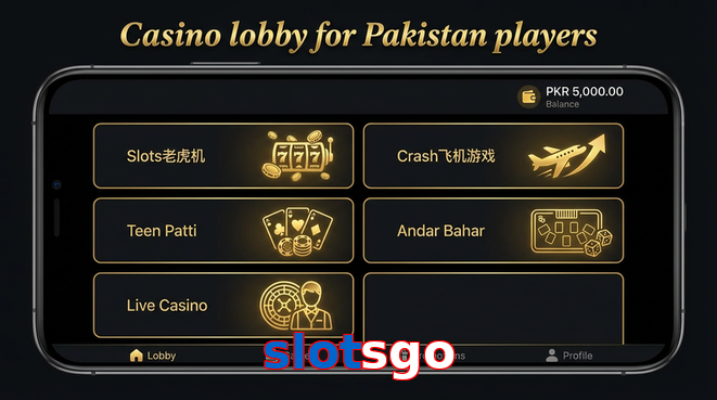 Lobby view of Slotsgo for Pakistan users